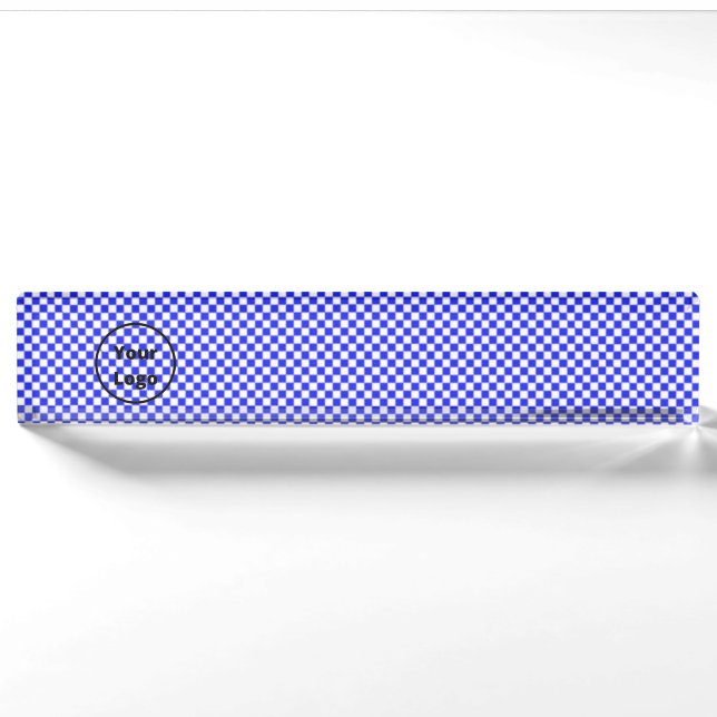 Blue and white chequered board pattern nameplate (Front)