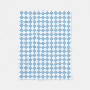 Blue and White Chequered Diamond Pattern Fleece Blanket