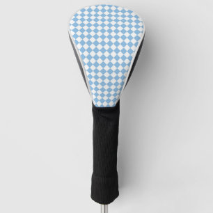 Blue and White Chequered Diamond Pattern Golf Head Cover