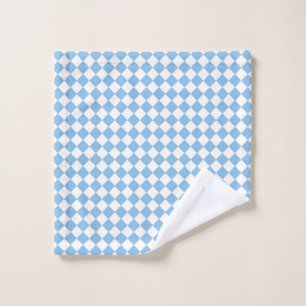 Blue and White Chequered Diamond Pattern Wash Cloth