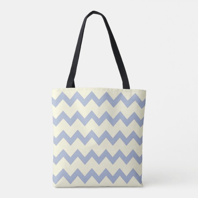 Blue and White Chevron Beach Tote Bag (Back)