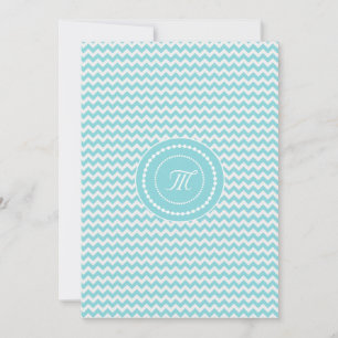 Blue and White Chevron Monogrammed Wedding Invitation