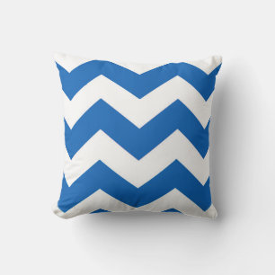 Blue and White Chevron Pattern Pillow