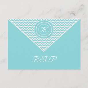 Blue and White Chevron RSVP Card