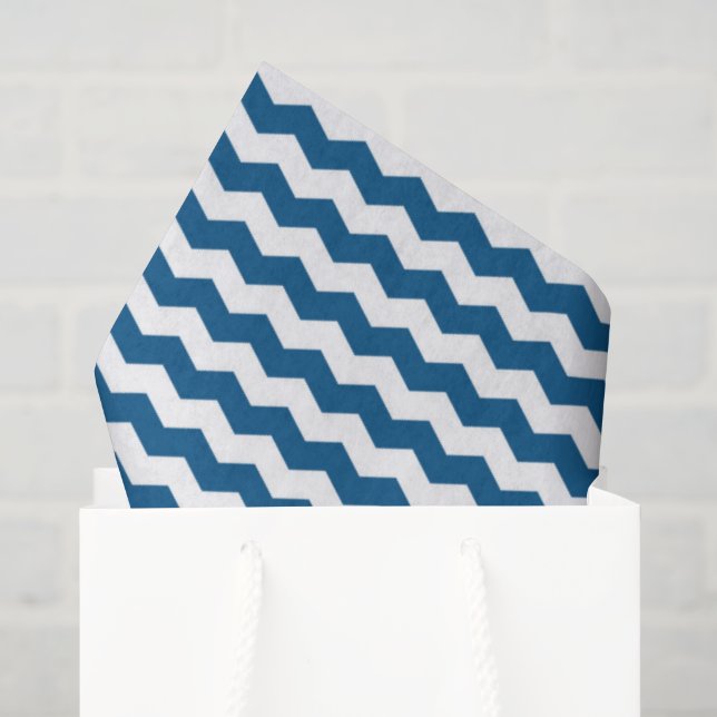 Blue And White Chevron Tissue Paper (Gift Bag)