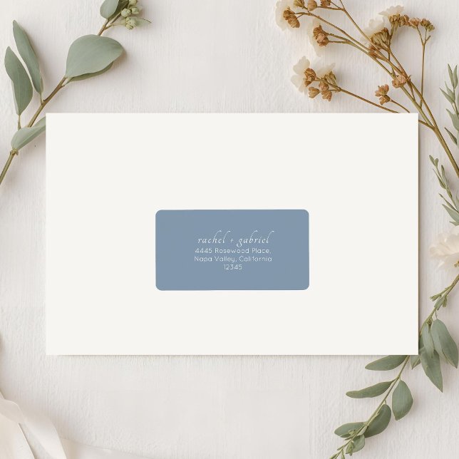 Blue and White | Chic Simple Wedding Address  Label (Creator Uploaded)