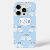 Blue And White China Dogs Three Letter Monogram