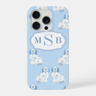 Blue And White China Dogs Three Letter Monogram iPhone 15 Pro Case
