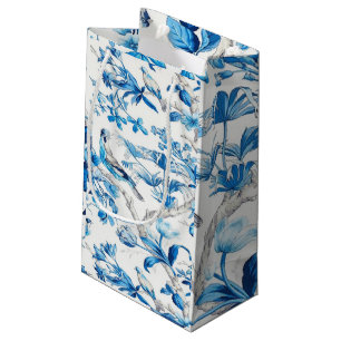 Blue and White Chinese Bird Chinoiserie Small Gift Bag
