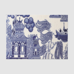 Blue and White Chinese Chinoiserie Decoupage Tissue Paper