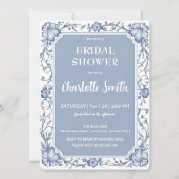 Blue and white Chinoiserie antique bridal shower
