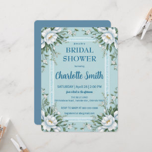 Blue and white Chinoiserie antique bridal shower Invitation