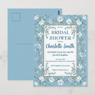 blue and white Chinoiserie antique bridal shower Postcard