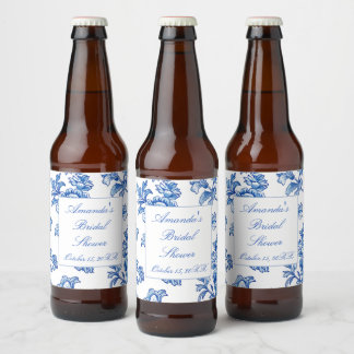 Blue and White Chinoiserie Bridal Shower  Beer Bottle Label