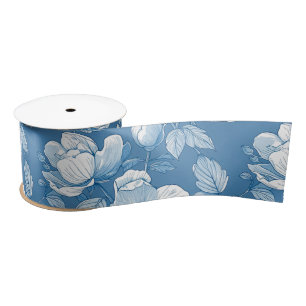 Blue and White Chinoiserie Bridesmaid Gift Satin Ribbon