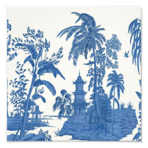 Blue and White Chinoiserie Chinese Oriental  Photo Print