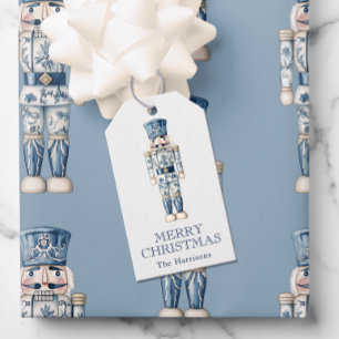Blue and White Chinoiserie Christmas Nutcracker Gift Tags
