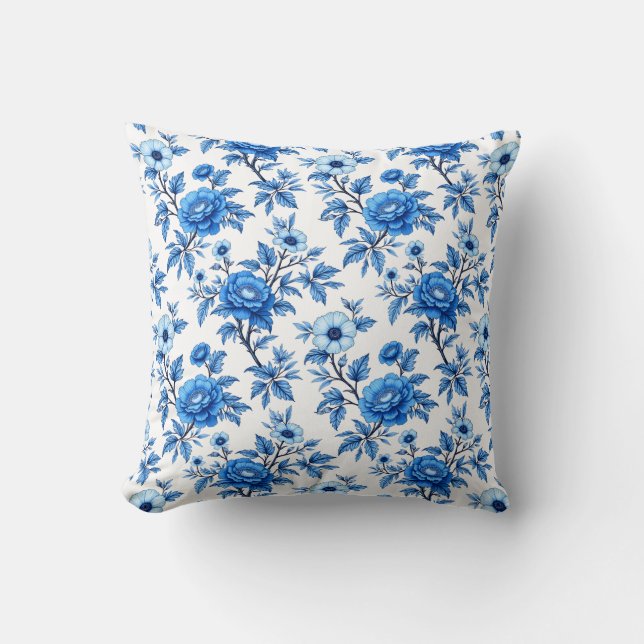 Blue and White Chinoiserie Cushion (Front)