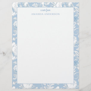 Blue and White Chinoiserie Custom Name Letterhead