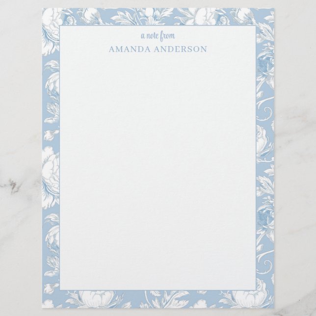 Blue and White Chinoiserie Custom Name Letterhead (Front)