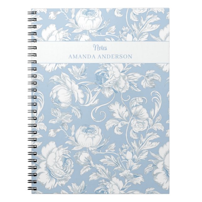 Blue and White Chinoiserie Custom Name Notebook (Front)