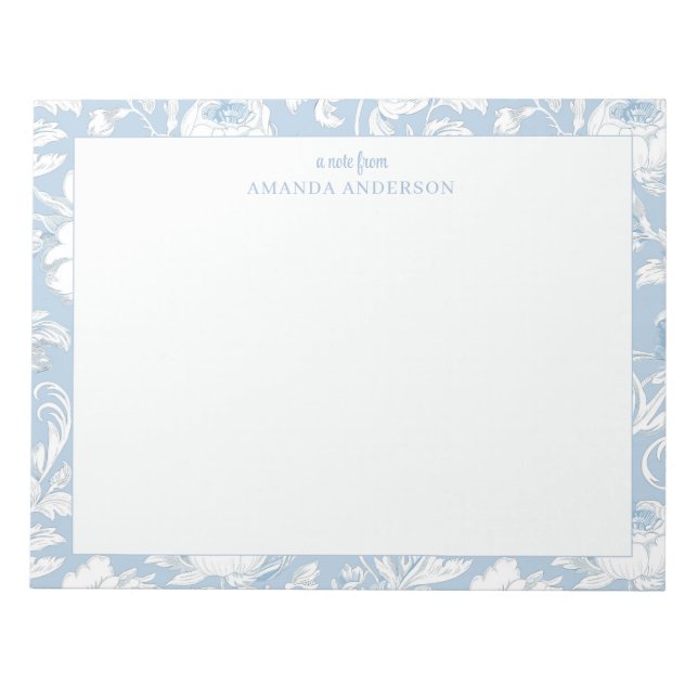 Blue and White Chinoiserie Custom Name Notepad (Front)