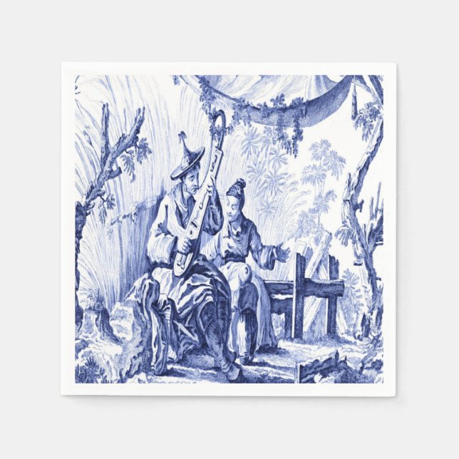 Blue and White Chinoiserie Decoupage Napkin (Front)