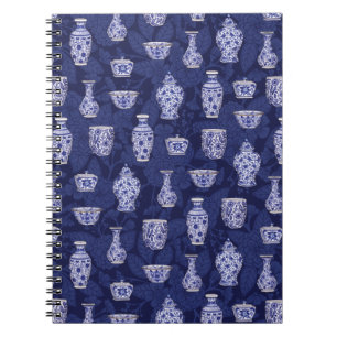 Blue and White Chinoiserie/ Delftware Pottery Notebook