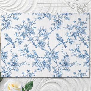 Blue and White Chinoiserie Floral Birds Tissue Paper