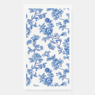 Blue and White Chinoiserie Floral Napkin