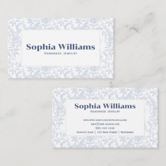 Blue And White Chinoiserie Floral Romantic Business Card