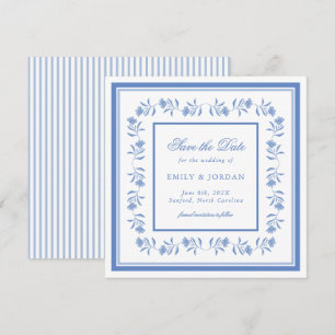 Blue and White Chinoiserie Floral Save the Date