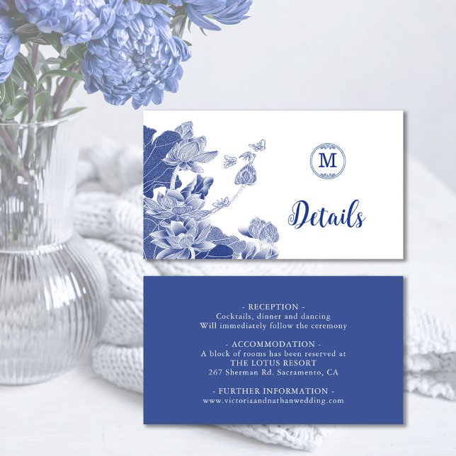 Blue and White Chinoiserie Floral Wedding Details Enclosure Card (Creator Uploaded)