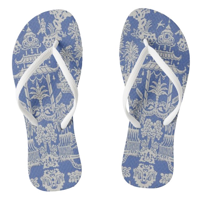 Blue and White Chinoiserie Jandals (Footbed)