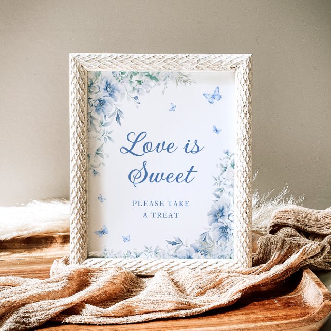Blue and White Chinoiserie Love is Sweet Poster (Creator Uploaded)