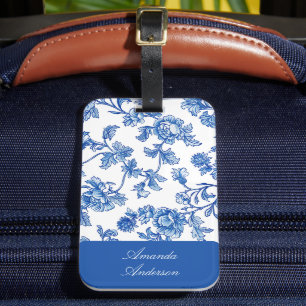 Blue and White Chinoiserie Luggage Tag