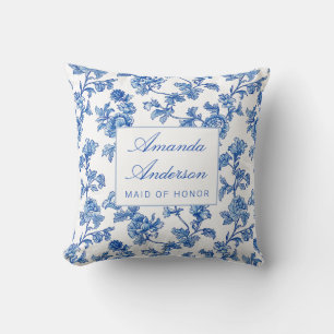 Blue and White Chinoiserie Maid of Honor Gift Cushion
