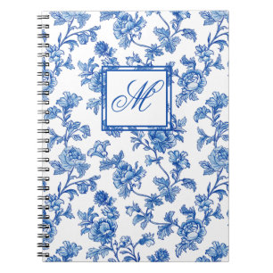 Blue and White Chinoiserie Monogram Notebook