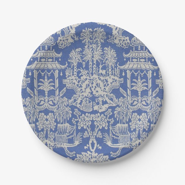 Blue and White Chinoiserie  Paper Plate (Front)