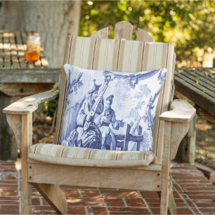 Blue and White Chinoiserie Patio Cushion