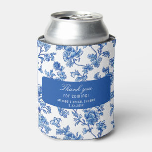 Blue and White Chinoiserie Rose Peony Can Cooler