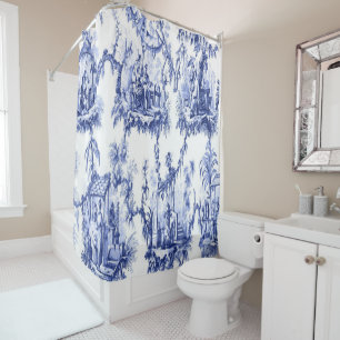Blue and White Chinoiserie Shower Curtain