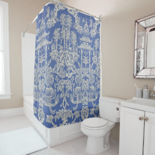 Blue and White Chinoiserie Shower Curtain