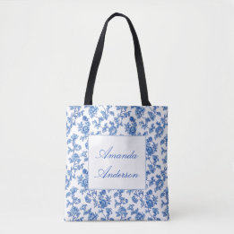 Blue and White Chinoiserie Tote Bag