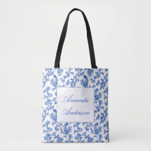 Blue and White Chinoiserie Tote Bag