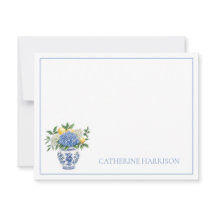 Blue and White Chinoiserie Vase With Hydrangeas