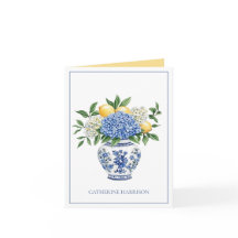 Blue and White Chinoiserie Vase With Hydrangeas