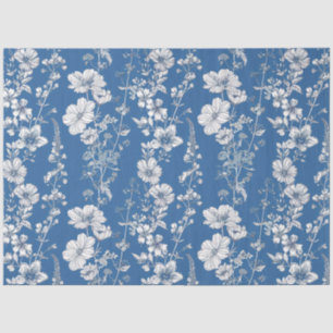 Blue and White Chinoiserie Wildflower Tissue Paper