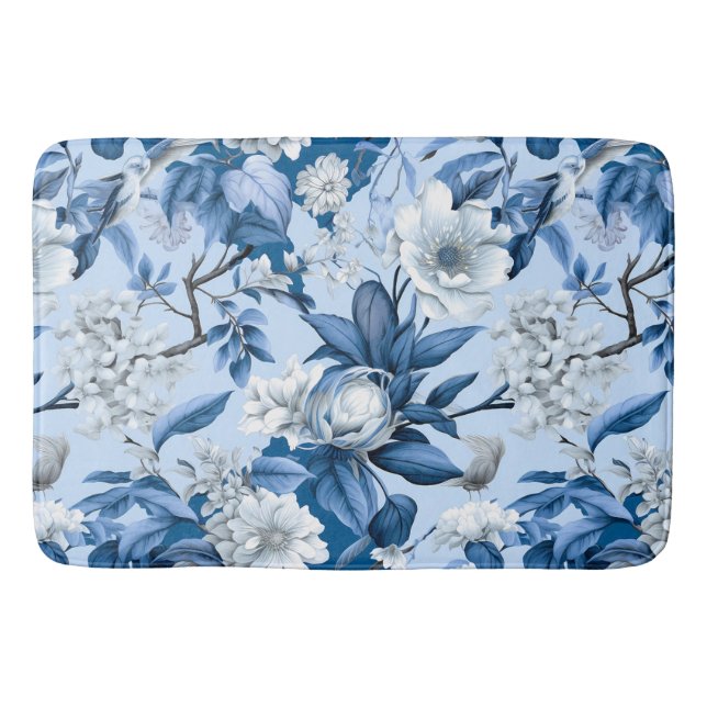 Blue and White Chinoserie Series Design 3 Bath Mat (Front)