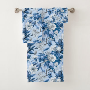 Blue and White Chinoserie Series Design 3 Bath Towel Set